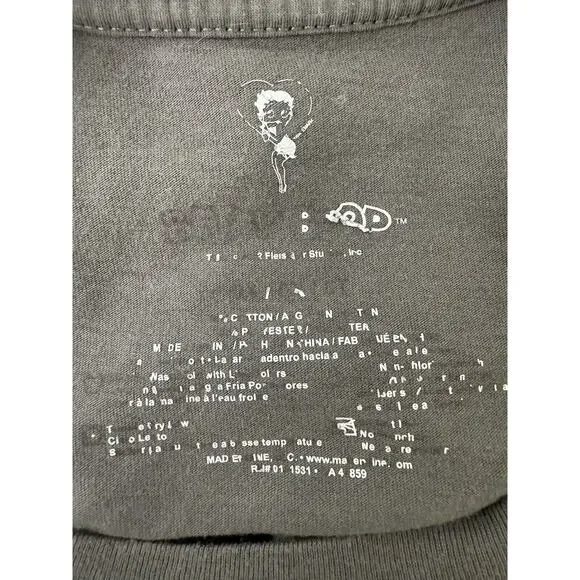 Betty Boop Gray Cowgirl Country Western Grunge Biker Classic Casual Crop Tee L - Picture 3 of 4